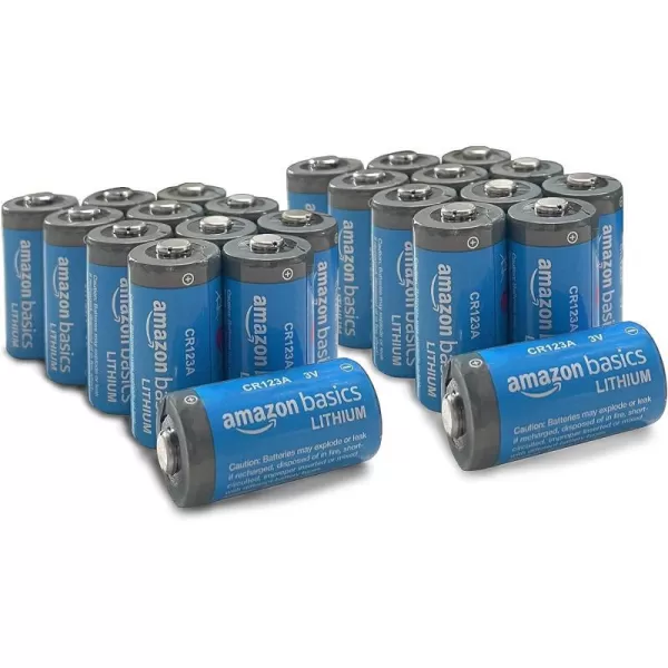 Amazon Basics 24Pack CR123A Lithium Batteries 3 Volt 10Year Shelf Life24 Count Pack of 1