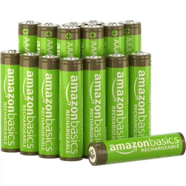 Amazon Basics 24Pack Rechargeable AAA NiMH Performance Batteries 800 mAh Recharge up to 1000x Times PreCharged16 Count Pack of 1