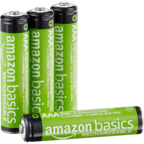 Amazon Basics 24Pack Rechargeable AAA NiMH Performance Batteries 800 mAh Recharge up to 1000x Times PreCharged4 Count Pack of 1