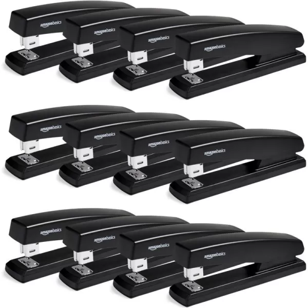 Amazon Basics 25Sheet Capacity NonSlip Office Stapler with 1000 Staples Black  Pack of 1212Pack
