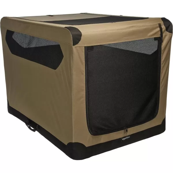 Amazon Basics 2Door Portable SoftSided Folding Soft Dog Travel Crate Kennel Medium 21 x 21 x 30 Inches TanXL  42