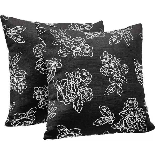Amazon Basics 2Pack Linen Style Decorative Throw Pillows  18 Square Navy BlueBlack Floral Linen Style 2Pack