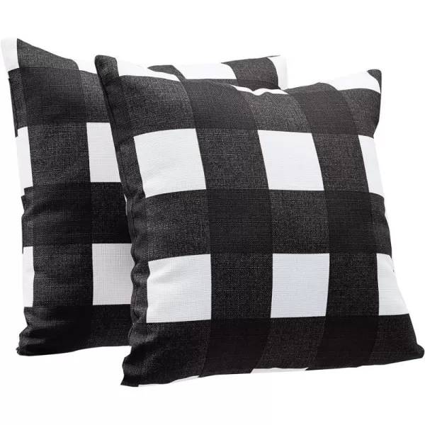 Black Gingham Plaid Linen Style 2-Pack
