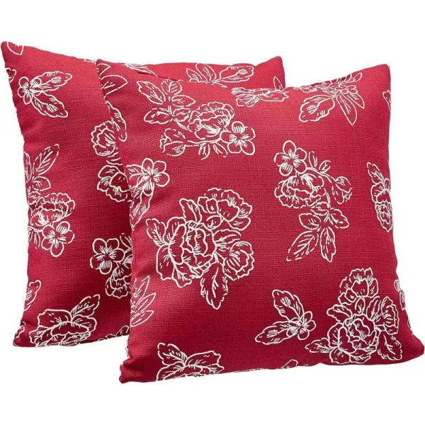 Classic Red Floral Linen Style 2-Pack