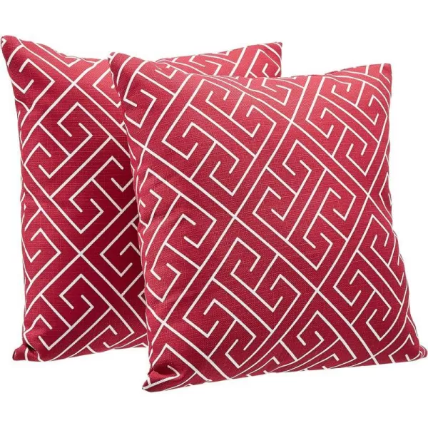 Classic Red Geometric Linen Style 2-Pack