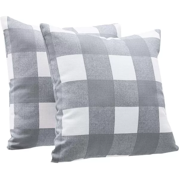 Grey Gingham Plaid Linen Style 2-Pack