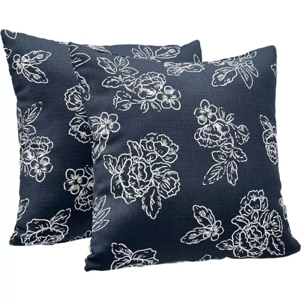 Navy Blue Floral Linen Style 2-Pack