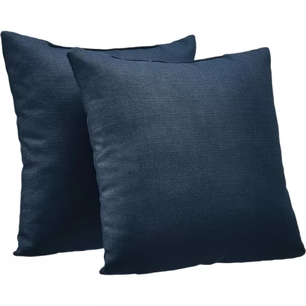 Amazon Basics 2Pack Linen Style Decorative Throw Pillows  18 Square Navy BlueNavy Blue Linen Style 2Pack