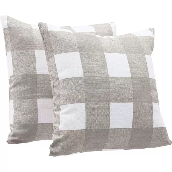 Taupe Gingham Plaid Linen Style 2-Pack