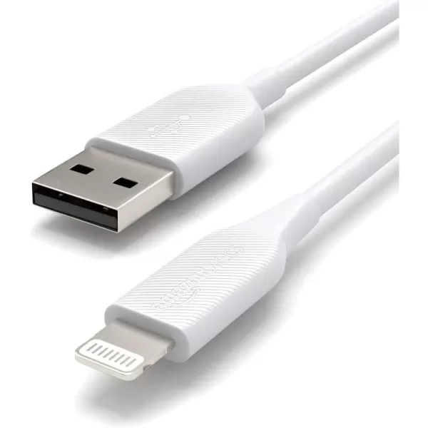 Amazon Basics 2Pack USBA to Lightning ABS Charger Cable MFi Certified Charger for Apple iPhone 14 13 12 11 X Xs Pro Pro Max Plus iPad 6 Foot White3 Feet 2Pack White