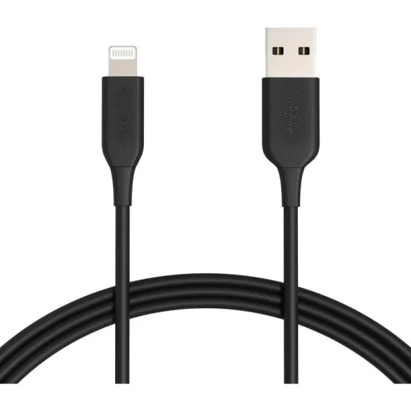 Amazon Basics 2Pack USBA to Lightning ABS Charger Cable MFi Certified Charger for Apple iPhone 14 13 12 11 X Xs Pro Pro Max Plus iPad 6 Foot White6 Feet 2Pack Black