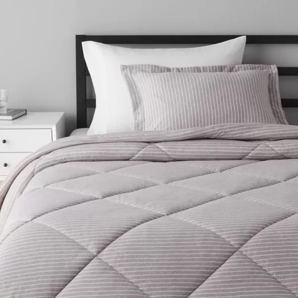 Amazon Basics 2Piece Cotton Blend Jersey Knit Comforter Set TwinTwin XL Dark Gray GeometricTwinTwin XL Light Gray Stripe
