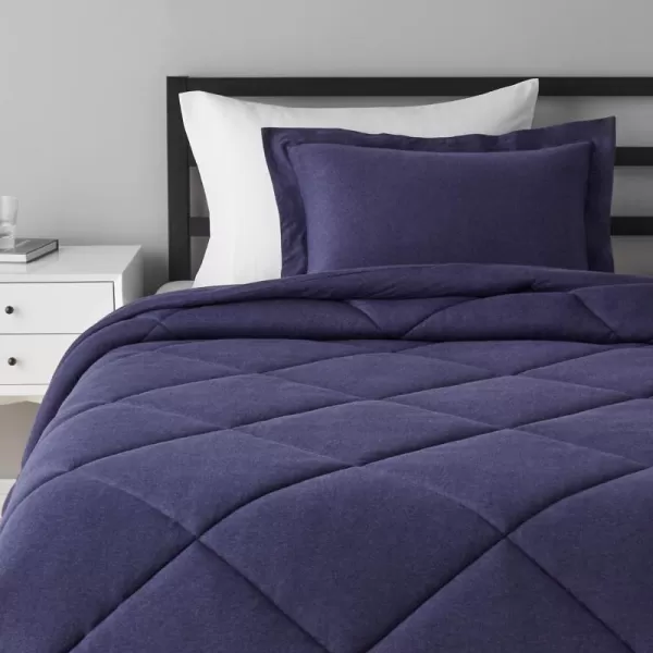 Amazon Basics 2Piece Cotton Blend Jersey Knit Comforter Set TwinTwin XL Dark Gray GeometricTwinTwin XL Navy Blue