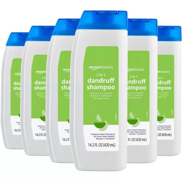 Amazon Basics 2in1 Dandruff Shampoo and Conditioner Green Apple Scent 142 Fluid Ounces 6Pack Previously Solimo1420 Fl Oz Pack of 6