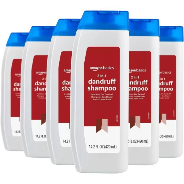 Amazon Basics 2in1 Dandruff Shampoo and Conditioner for Men Smooth Spice Scent 142 Fluid Ounces 1Pack Previously Solimo1420 Fl Oz Pack of 6