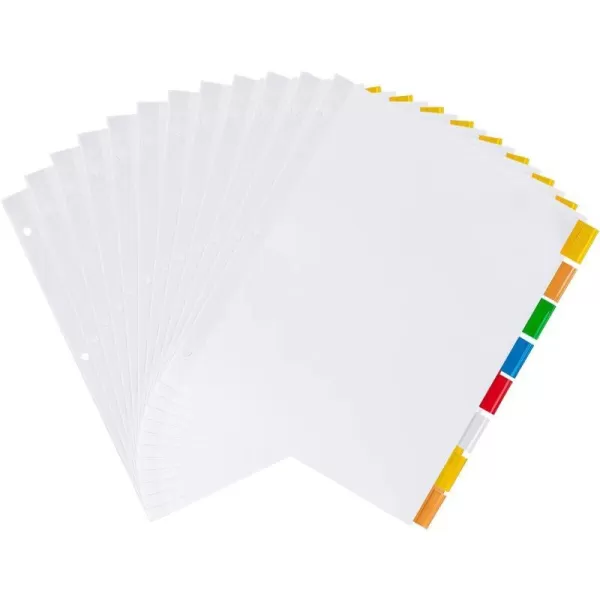 Amazon Basics 3 Ring Paper Binder Dividers With 5 Insertable Multicolor Plastic Tabs Pack of 6 Sets 30 Count WoodWhite 12Pack 8Tab
