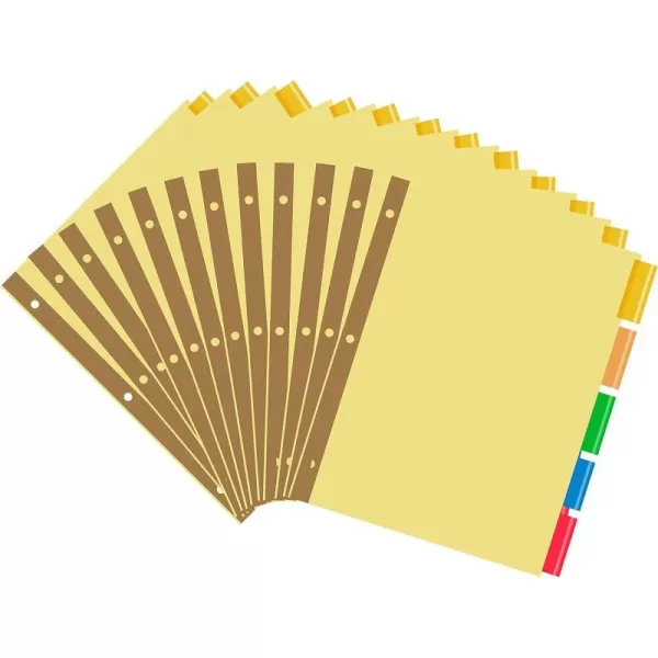 Amazon Basics 3 Ring Paper Binder Dividers With 5 Insertable Multicolor Plastic Tabs Pack of 6 Sets 30 Count WoodWood 12Pack 5Tab