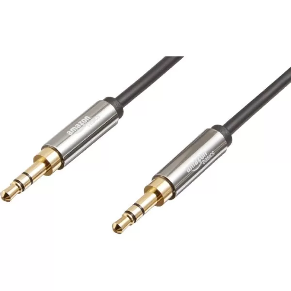 Amazon Basics 35mm Aux Audio Cable for Stereo Speaker or Subwoofer with GoldPlated Plugs 4 Foot Black1 Pack 4 ft 12 m