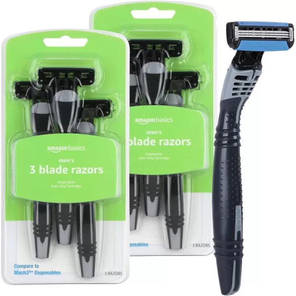 Amazon Basics 3Blade Disposable Razors for Men 6 Count 2 Packs of 3 Black Previously SolimoAmazon Basics 3Blade Disposable Razors for Men 6 Count 2 Packs of 3 Black Previously Solimo