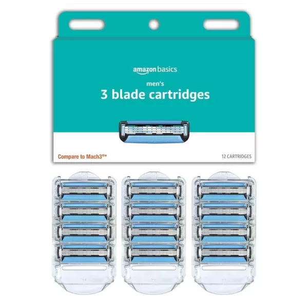 Amazon Basics 3Blade Motion Sphere Razor for Men with Dual Lubrication Handle amp 20 Cartridges Cartridges fit Amazon Basics Razor Handles only 21 Piece Set Black Previously Solimo12 Count Pack of 1