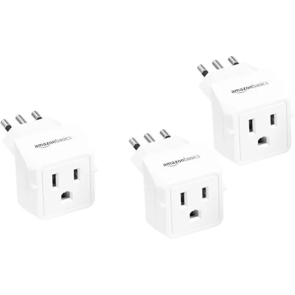 Amazon Basics 3Pack Travel Plug Adapter Type EF Europe  France Germany Greece Hungary Iceland the Netherlands Norway Poland Portugal Romania and Spain WhiteType L 3 pack