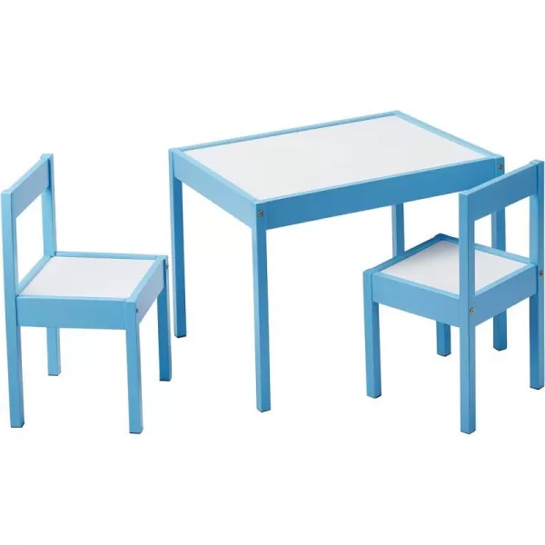 Amazon Basics 3Piece Wood Kids Table and Chairs Set with Dry Erasable Table Top Sky Blue 64 x 49 x 45 cmAmazon Basics 3Piece Wood Kids Table and Chairs Set with Dry Erasable Table Top Sky Blue 64 x 49 x 45 cm