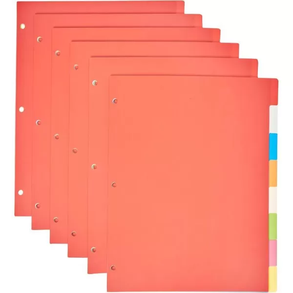 Amazon Basics 3Ring Binder Plastic Divider Set 3Hole Punched Letter Size 8Tab Dividers 6 Pack Assorted ColorAmazon Basics 3Ring Binder Plastic Divider Set 3Hole Punched Letter Size 8Tab Dividers 6 Pack Assorted Color