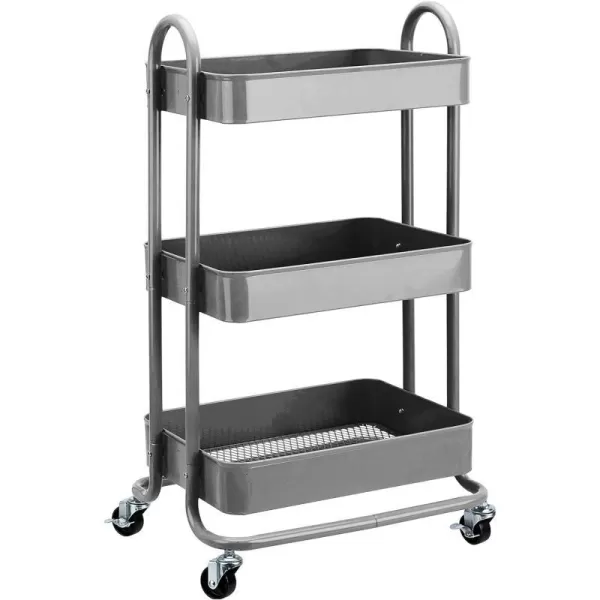 Amazon Basics 3Tier Rolling Utility or Kitchen Cart  CharcoalCharcoal