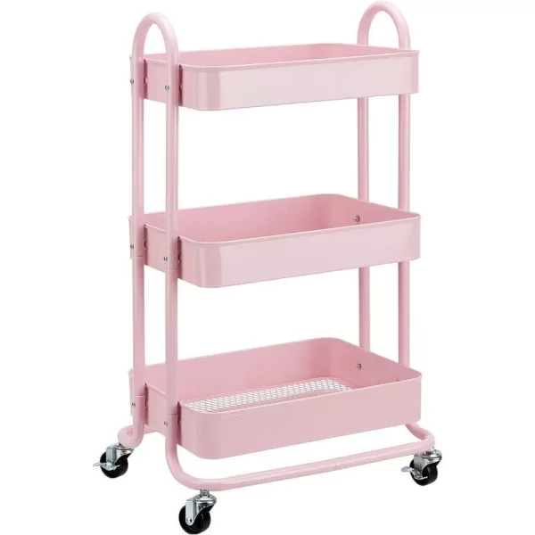 Amazon Basics 3Tier Rolling Utility or Kitchen Cart  CharcoalDusty Pink