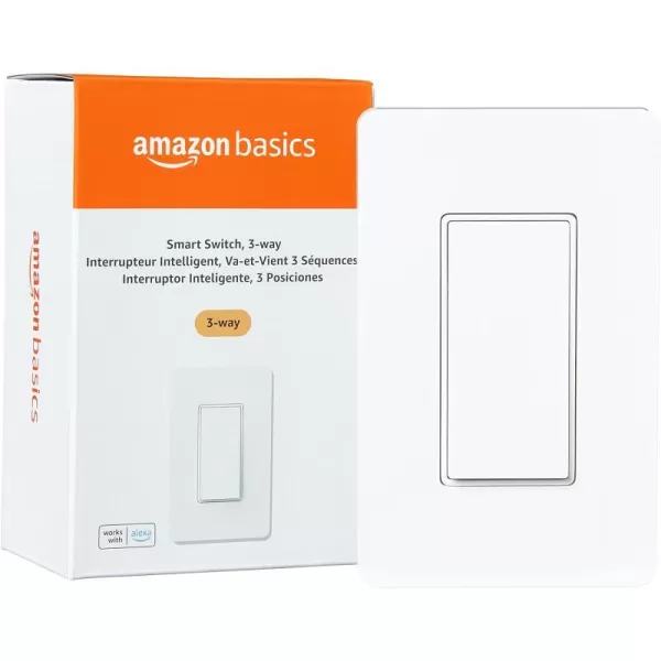 Amazon Basics 3Way Smart Switch Neutral Wire Required 24 Ghz WiFi Works with Alexa White 291 x 465 x 162 inches3Way Switch