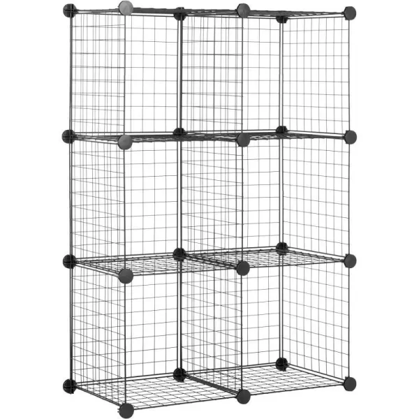 Amazon Basics 4 Cube Wire Grid Storage Shelves Stackable Cubes Black 14 x 14 x 146 Cube Black