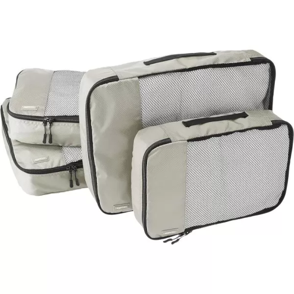 Amazon Basics 4 Piece Packing Travel Organizer Cubes Set 2 Medium and 2 Large Graygray 2 Medium and 2 Large