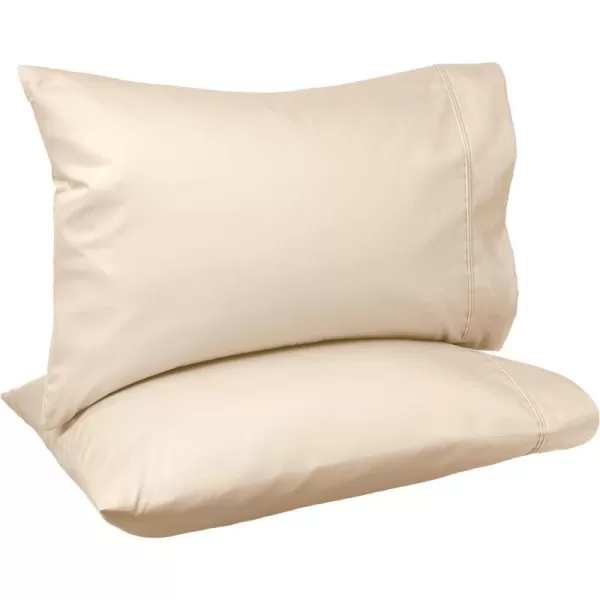 Amazon Basics 400 Thread Count Cotton Pillow Case Standard 30 L x 20 W White  Set of 2Beige Standard