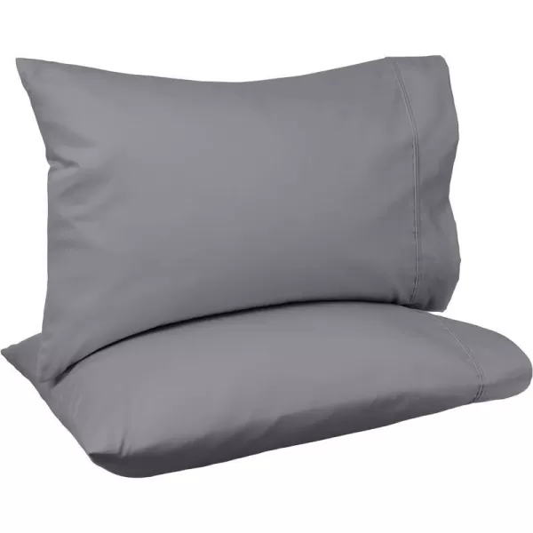 Amazon Basics 400 Thread Count Cotton Pillow Case Standard 30 L x 20 W White  Set of 2Dark Gray Standard