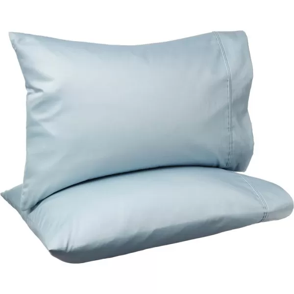 Amazon Basics 400 Thread Count Cotton Pillow Case Standard 30 L x 20 W White  Set of 2Smoke Blue Standard