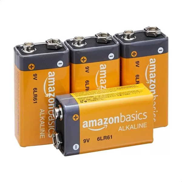 Amazon Basics 4Pack 9 Volt Alkaline Everyday Batteries 5Year Shelf LifeAmazon Basics 4Pack 9 Volt Alkaline Everyday Batteries 5Year Shelf Life