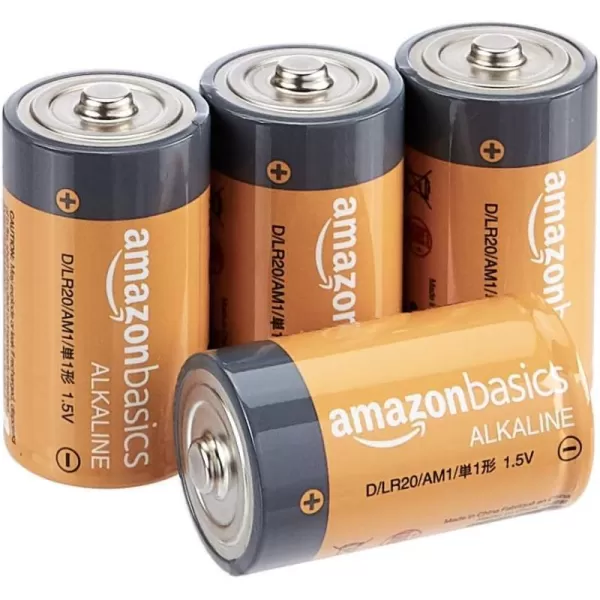 Amazon Basics 4Pack D Cell Alkaline AllPurpose Batteries 15 Volt 5Year Shelf Life4 Count Pack of 1
