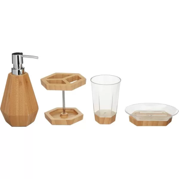 Amazon Basics 4Piece Bamboo Bathroom Vanity Set Geometric4piece Geometric