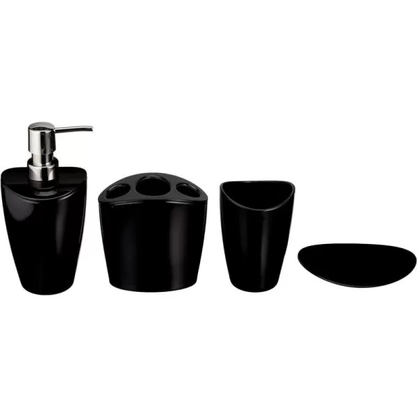 Amazon Basics 4Piece Bathroom Accessories Set Liquid BlackLiquid Black