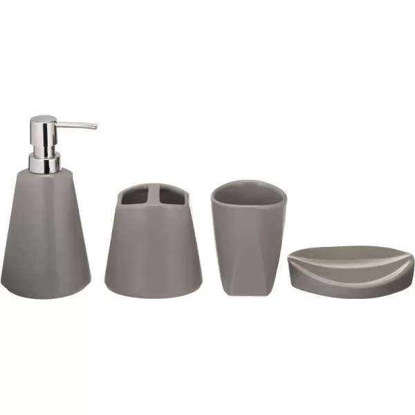 Amazon Basics 4Piece Ceramic Bathroom Accessories Set WhiteGray