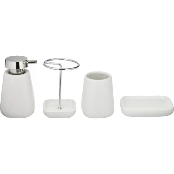 Amazon Basics 4Piece Ceramic Bathroom Accessories Set WhiteWhite