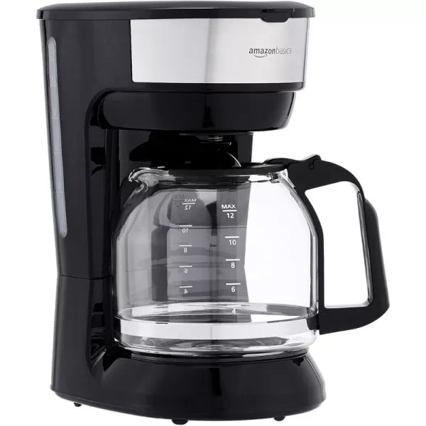 Amazon Basics 5 Cup Coffee Maker with Reusable Filter Black and Stainless Steel12 Cup
