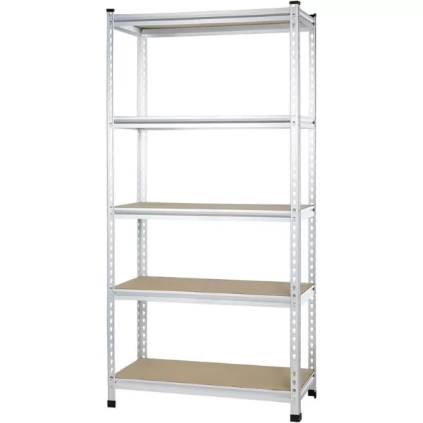 Amazon Basics 5 tier Medium Duty Storage Shelving Double Post Press Board Shelf Aluminum 48 x 18 x 7236 x 18 x 72 Double Post