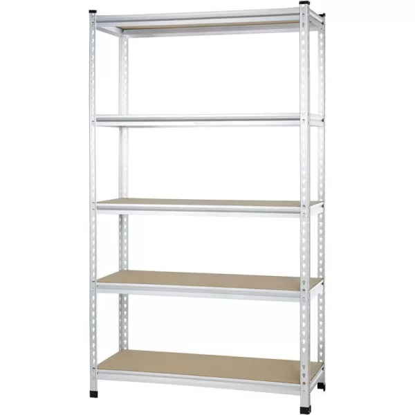 Amazon Basics 5 tier Medium Duty Storage Shelving Double Post Press Board Shelf Aluminum 48 x 18 x 7248 x 18 x 72 Double Post