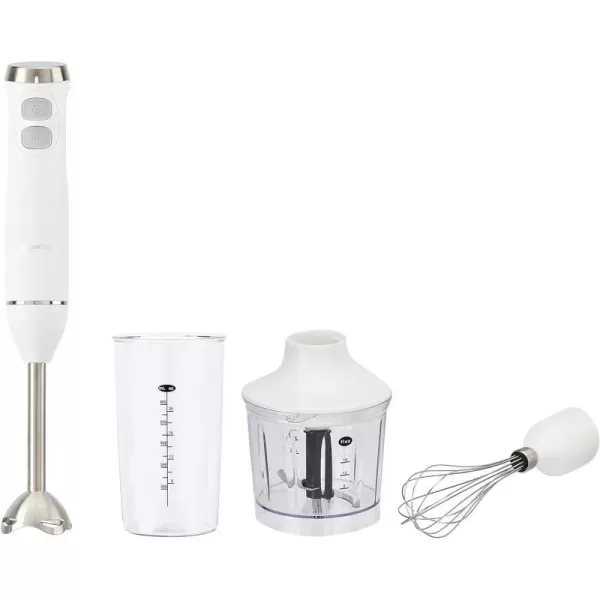 Amazon Basics 500 Watt MultiSpeed Immersion Hand Blender with Attachments SilverWhite With Attachments Blender