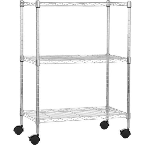 Amazon Basics 5Shelf Medium Adjustable Heavy Duty Storage Shelving Unit on 4 Wheel Casters Metal Organizer Wire Rack Chrome 30 L x 14 W x 648 H3Shelf Narrow With Wheels Chrome