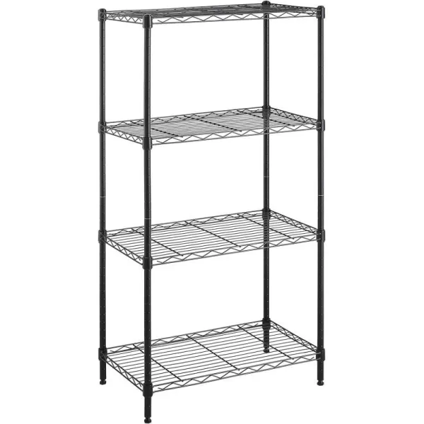 Amazon Basics 5Shelf Medium Adjustable Heavy Duty Storage Shelving Unit on 4 Wheel Casters Metal Organizer Wire Rack Chrome 30 L x 14 W x 648 H4Shelf Narrow No Wheels Black
