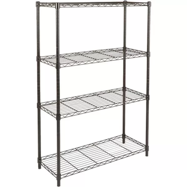 Amazon Basics 5Shelf Medium Adjustable Heavy Duty Storage Shelving Unit on 4 Wheel Casters Metal Organizer Wire Rack Chrome 30 L x 14 W x 648 H4Shelf No Wheels Black