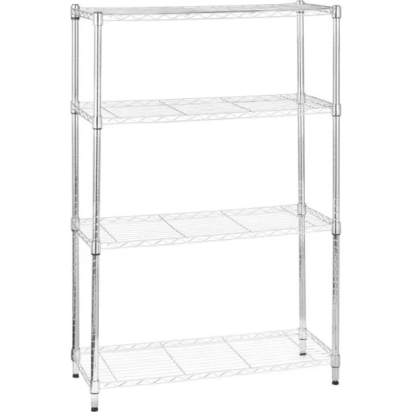 Amazon Basics 5Shelf Medium Adjustable Heavy Duty Storage Shelving Unit on 4 Wheel Casters Metal Organizer Wire Rack Chrome 30 L x 14 W x 648 H4Shelf No Wheels Chrome