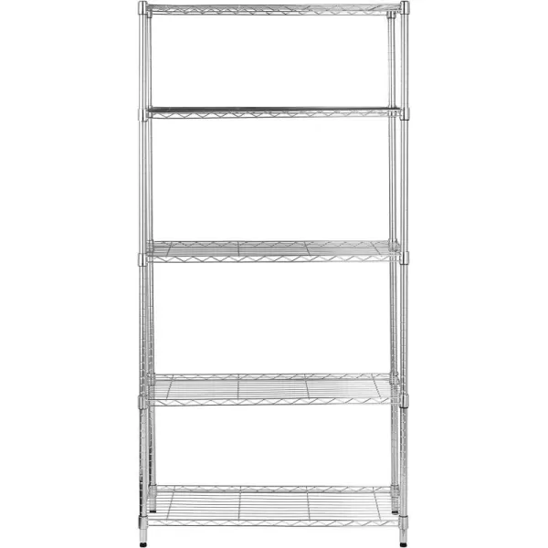 Amazon Basics 5Shelf Medium Adjustable Heavy Duty Storage Shelving Unit on 4 Wheel Casters Metal Organizer Wire Rack Chrome 30 L x 14 W x 648 H5Shelf No Wheels Chrome